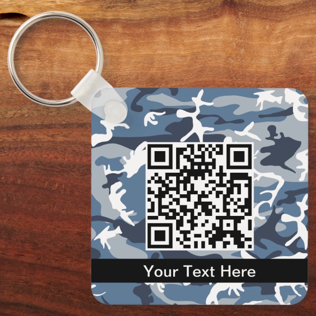 Winter Snow Blue Camouflage, Military, Army Keychain (Front)