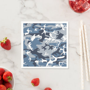 Winter Snow Blue Camouflage, Military, Army Napkins