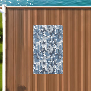 Winter Snow Blue Camouflage, Military, Army Outdoor Rug