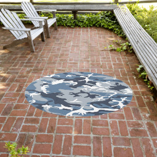 Winter Snow Blue Camouflage, Military, Army Outdoor Rug