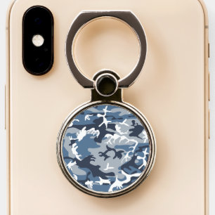 Winter Snow Blue Camouflage, Military, Army Phone Ring Stand