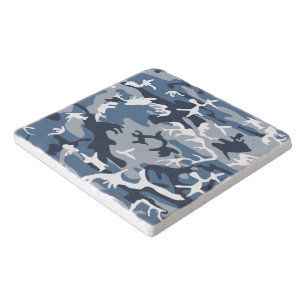 Winter Snow Blue Camouflage, Military, Army Trivet