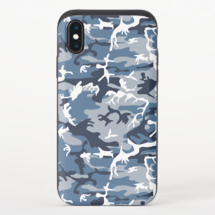 Winter Snow Blue Camouflage, Military, Army iPhone XS Slider Case