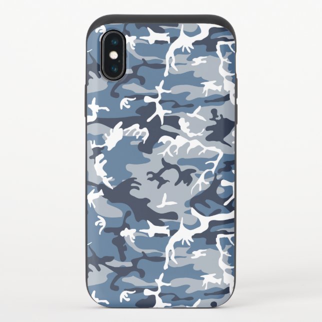 Winter Snow Blue Camouflage, Military, Army Uncommon iPhone Case (Back)
