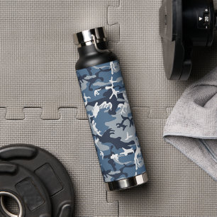 Winter Snow Blue Camouflage, Military, Army Water Bottle