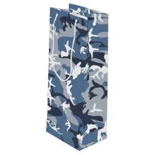 Winter Snow Blue Camouflage, Military, Army Wine Gift Bag