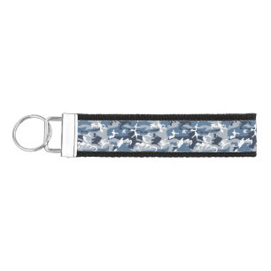 Winter Snow Blue Camouflage, Military, Army Wrist Keychain
