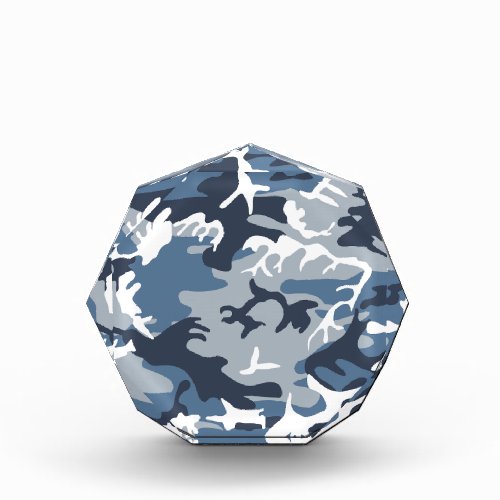 Winter Snow Blue Camouflage Pattern Military Army Acrylic Award