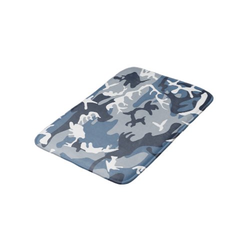 Winter Snow Blue Camouflage Pattern Military Army Bath Mat