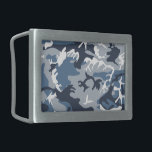 Winter Snow Blue Camouflage Pattern Military Army Belt Buckle<br><div class="desc">Elegant,  stylish and sophisticated winter snow camouflage pattern in blue,  gray and white color. Modern and trendy gift,  perfect for the military lover in your life.</div>