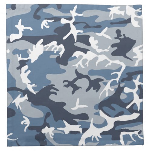 Winter Snow Blue Camouflage Pattern Military Army Cloth Napkin