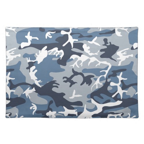 Winter Snow Blue Camouflage Pattern Military Army Cloth Placemat