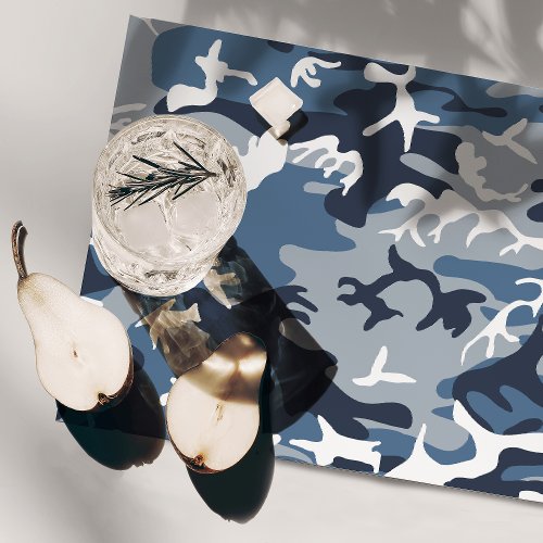 Winter Snow Blue Camouflage Pattern Military Army Cloth Placemat