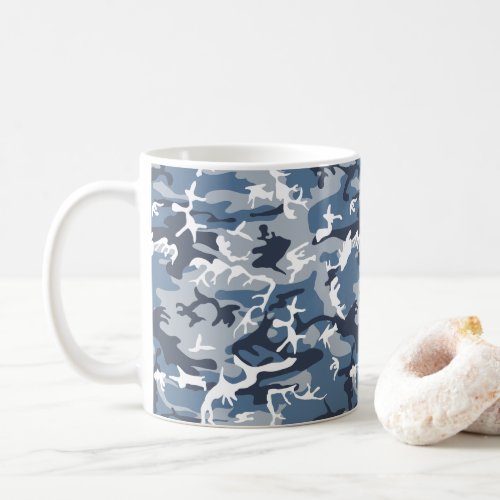 Winter Snow Blue Camouflage Pattern Military Army Coffee Mug