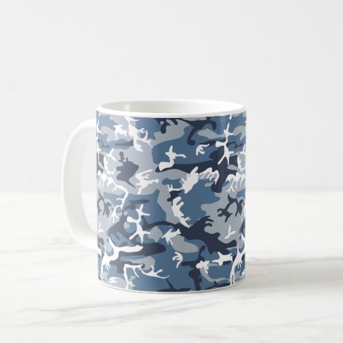 Winter Snow Blue Camouflage Pattern Military Army Coffee Mug