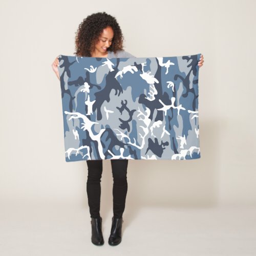 Winter Snow Blue Camouflage Pattern Military Army Fleece Blanket