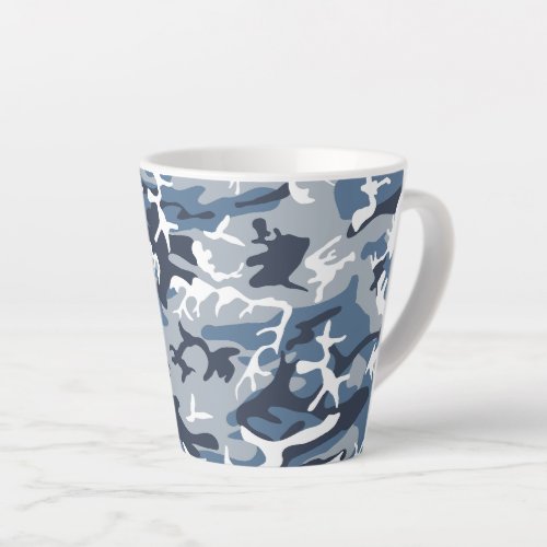Winter Snow Blue Camouflage Pattern Military Army Latte Mug