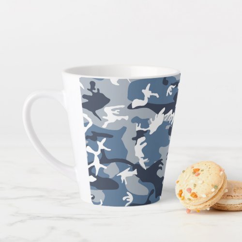 Winter Snow Blue Camouflage Pattern Military Army Latte Mug