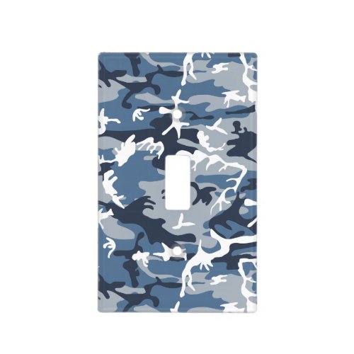 Winter Snow Blue Camouflage Pattern Military Army Light Switch Cover