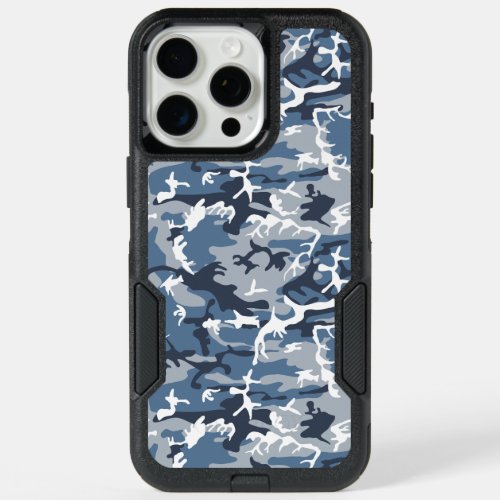 Winter Snow Blue Camouflage Pattern Military Army iPhone 15 Pro Max Case