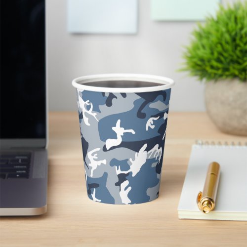 Winter Snow Blue Camouflage Pattern Military Army Paper Cups