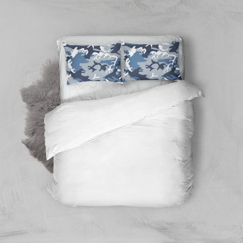 Winter Snow Blue Camouflage Pattern Military Army Pillow Case