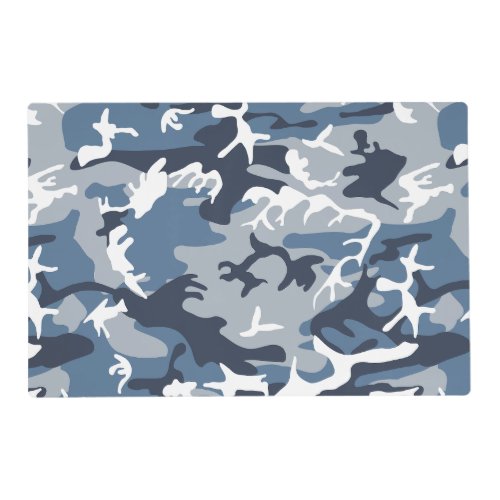 Winter Snow Blue Camouflage Pattern Military Army Placemat