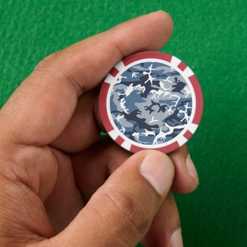 Winter Snow Blue Camouflage Pattern Military Army Poker Chips