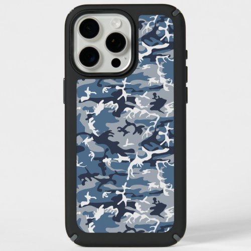 Winter Snow Blue Camouflage Pattern Military Army iPhone 15 Pro Max Case
