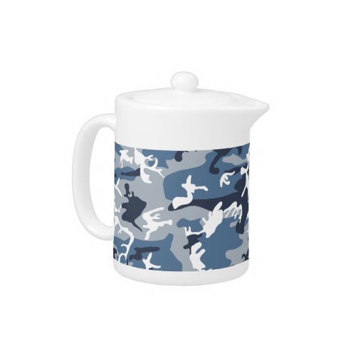 Winter Snow Blue Camouflage Pattern Military Army Teapot