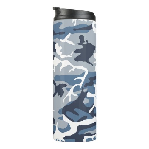 Winter Snow Blue Camouflage Pattern Military Army Thermal Tumbler