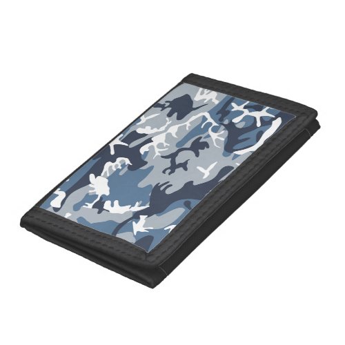 Winter Snow Blue Camouflage Pattern Military Army Trifold Wallet