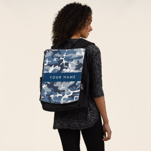 Winter Snow Blue Camouflage Your name Personalize Backpack