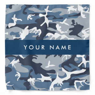 Winter Snow Blue Camouflage Your name Personalize Bandana