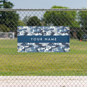 Winter Snow Blue Camouflage Your name Personalize Banner