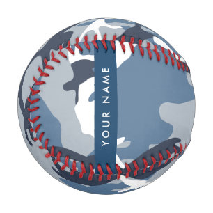Winter Snow Blue Camouflage Your name Personalize Baseball