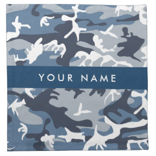 Winter Snow Blue Camouflage Your name Personalize Cloth Napkin