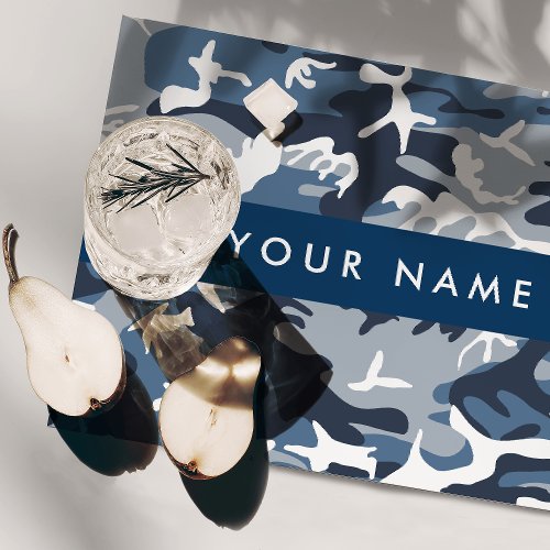 Winter Snow Blue Camouflage Your name Personalize Cloth Placemat