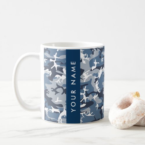 Winter Snow Blue Camouflage Your name Personalize Coffee Mug