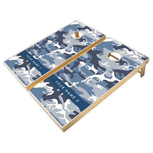 Winter Snow Blue Camouflage Your name Personalize Cornhole Set