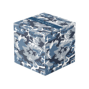 Winter Snow Blue Camouflage Your name Personalize Cube