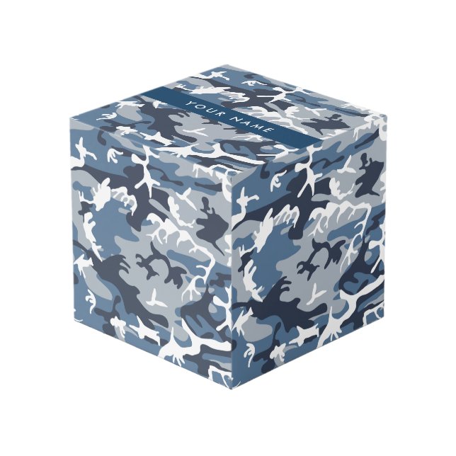 Winter Snow Blue Camouflage Your name Personalize Cube (Front Angled)