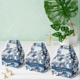 Winter Snow Blue Camouflage Your name Personalize Favor Boxes