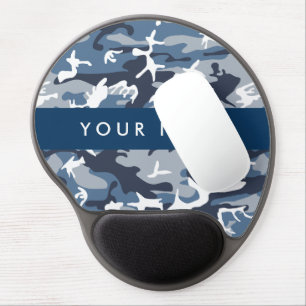 Winter Snow Blue Camouflage Your name Personalize Gel Mouse Pad