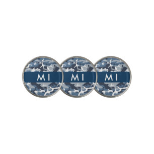 Winter Snow Blue Camouflage Your name Personalize Golf Ball Marker