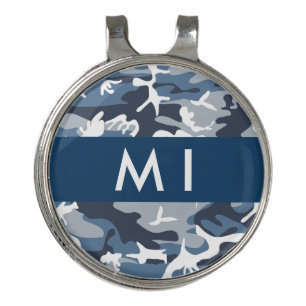 Winter Snow Blue Camouflage Your name Personalize Golf Hat Clip