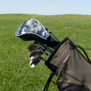 Winter Snow Blue Camouflage Your name Personalize Golf Head Cover