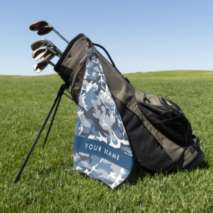 Winter Snow Blue Camouflage Your name Personalize Golf Towel