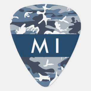 Winter Snow Blue Camouflage Your name Personalize Guitar Pick