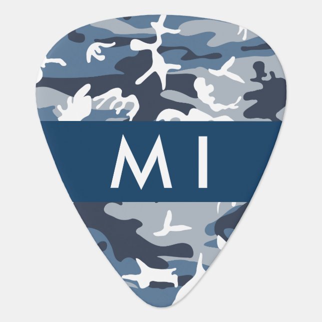 Winter Snow Blue Camouflage Your name Personalize Guitar Pick (Front)